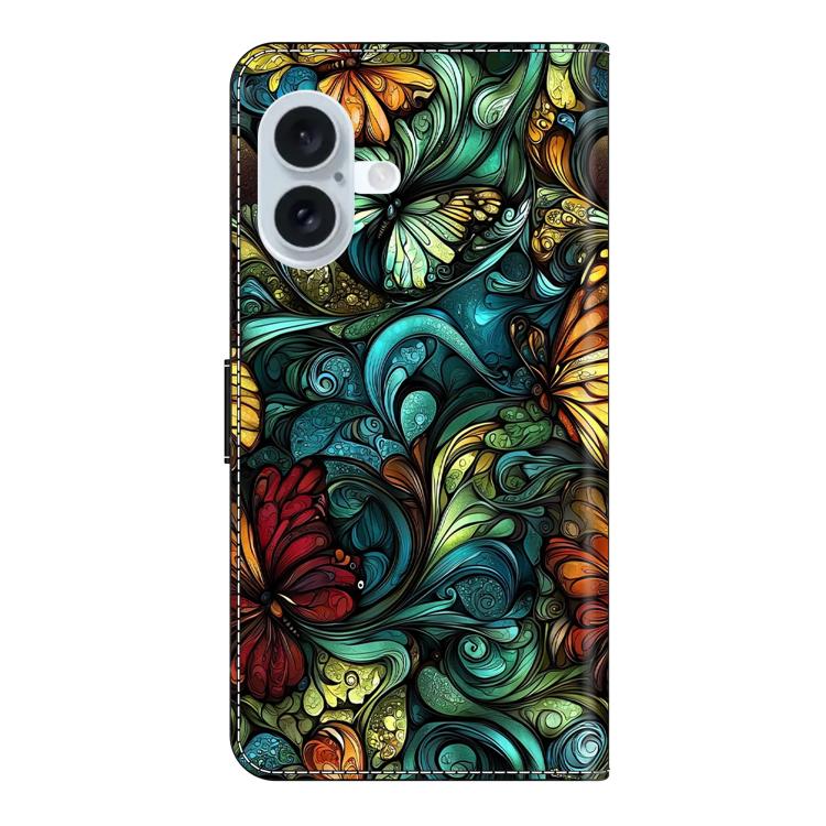 For iPhone 16 Plus Crystal-Like Painted Vegan Leather Phone Case