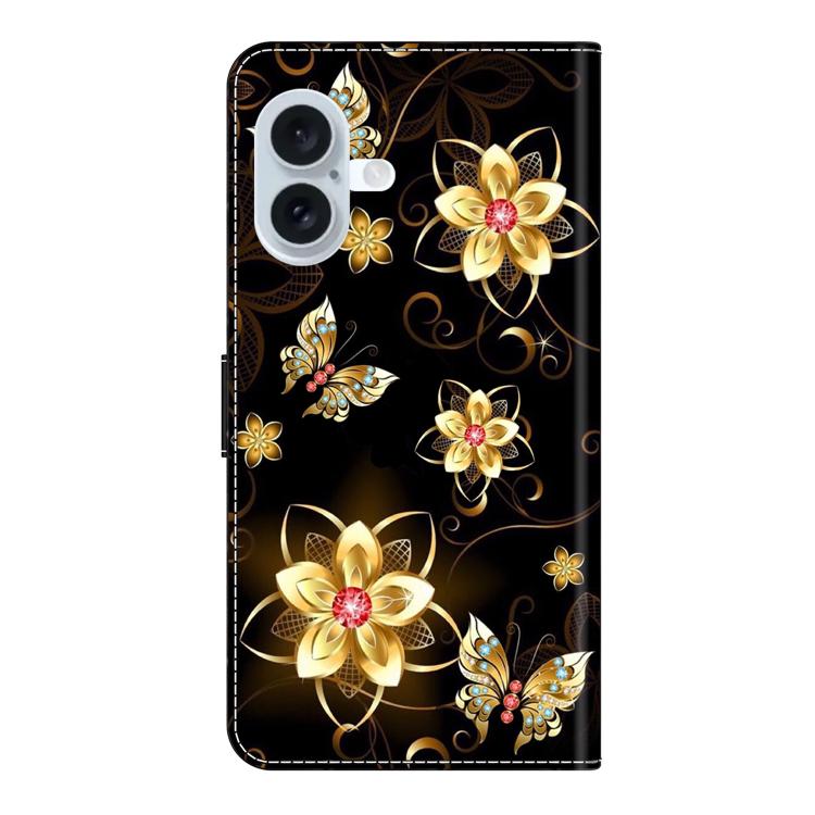 For iPhone 16 Plus Crystal-Like Painted Vegan Leather Phone Case