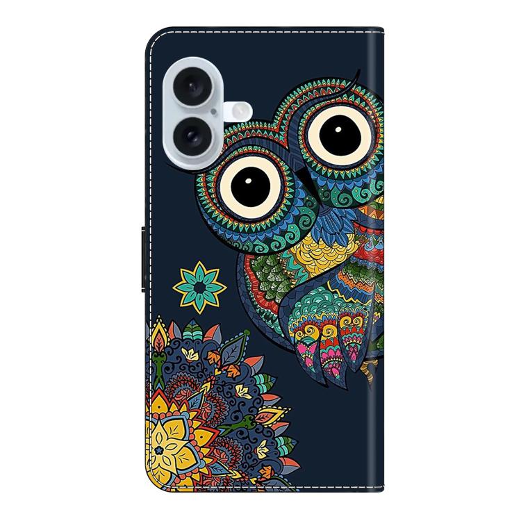 For iPhone 16 Plus Crystal-Like Painted Vegan Leather Phone Case