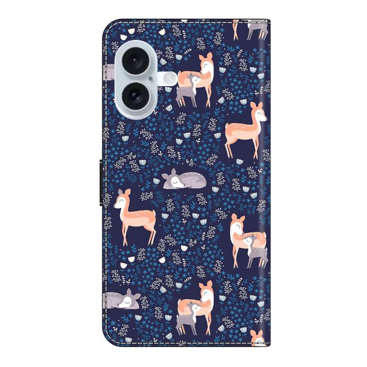 For iPhone 16 Plus Crystal-Like Painted Vegan Leather Phone Case
