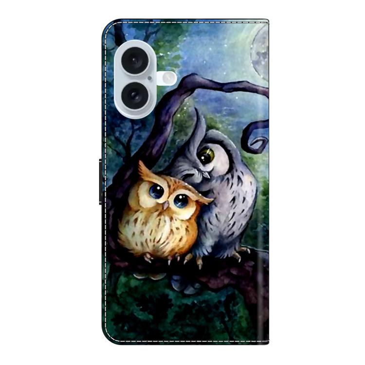 For iPhone 16 Plus Crystal-Like Painted Vegan Leather Phone Case