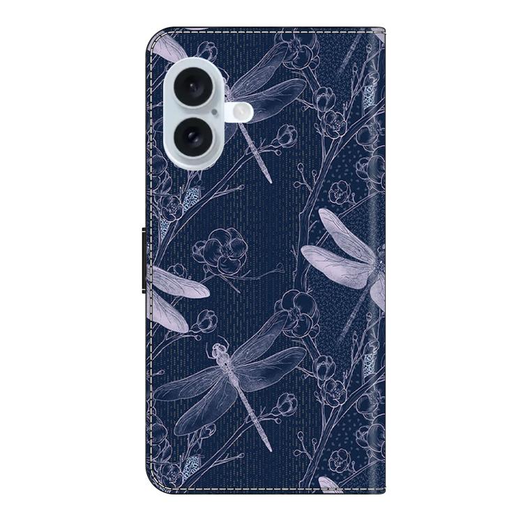 For iPhone 16 Plus Crystal-Like Painted Vegan Leather Phone Case