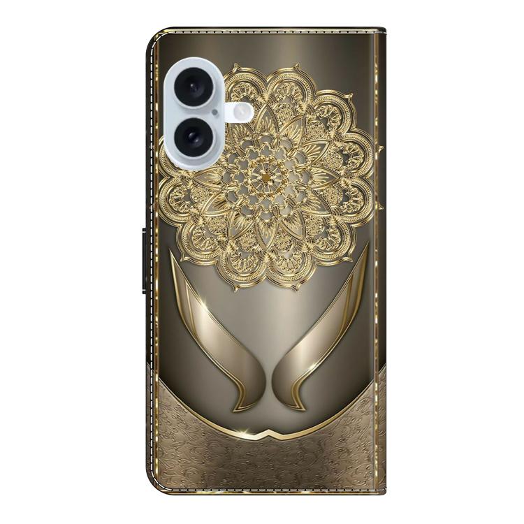 For iPhone 16 Plus Crystal-Like Painted Vegan Leather Phone Case