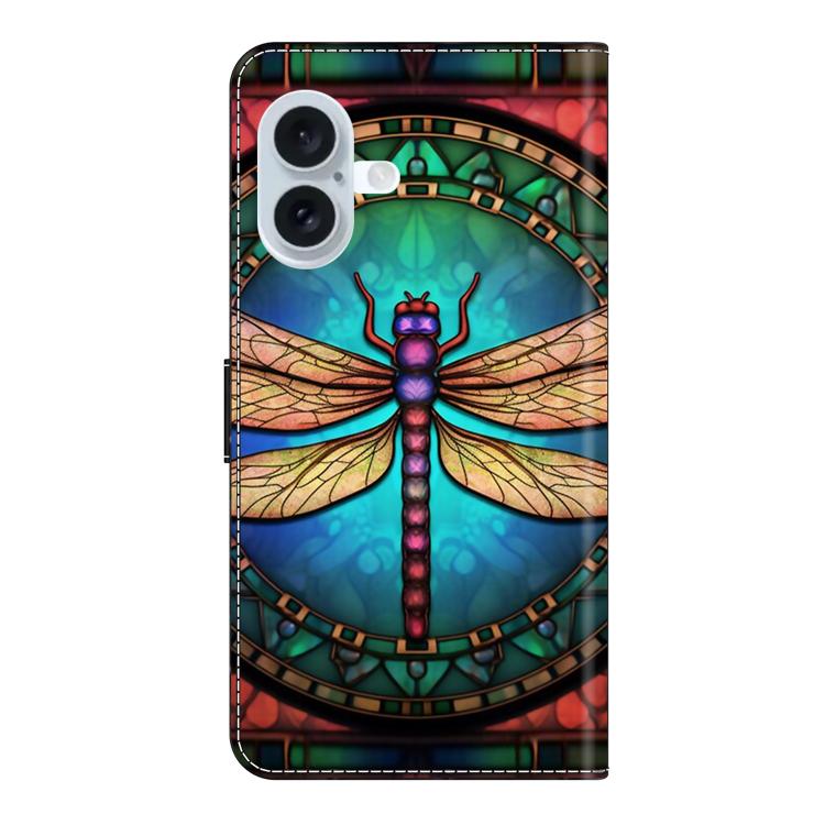 For iPhone 16 Plus Crystal-Like Painted Vegan Leather Phone Case