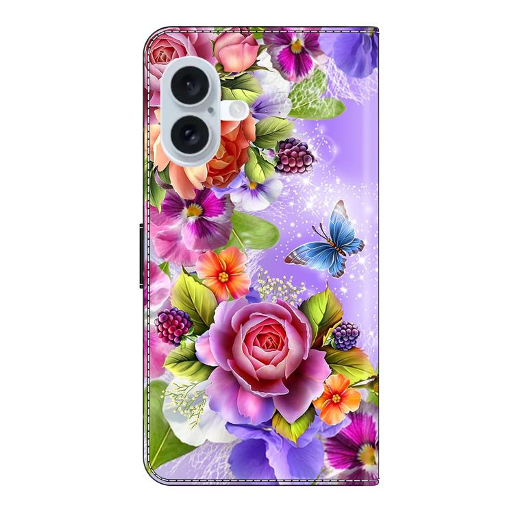 For iPhone 16 Plus Crystal-Like Painted Vegan Leather Phone Case