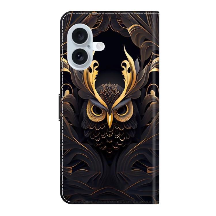 For iPhone 16 Plus Crystal-Like Painted Vegan Leather Phone Case