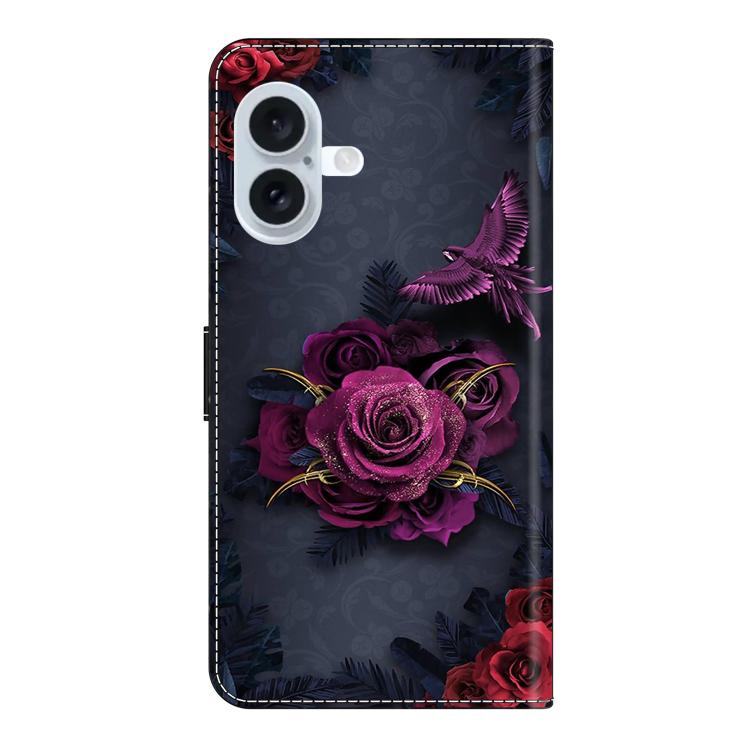 For iPhone 16 Plus Crystal-Like Painted Vegan Leather Phone Case