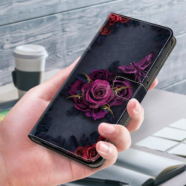 For iPhone 16 Plus Crystal-Like Painted Vegan Leather Phone Case