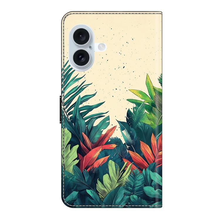 For iPhone 16 Plus Crystal-Like Painted Vegan Leather Phone Case