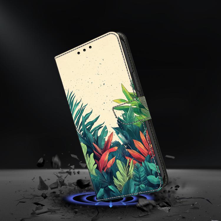 For iPhone 16 Plus Crystal-Like Painted Vegan Leather Phone Case