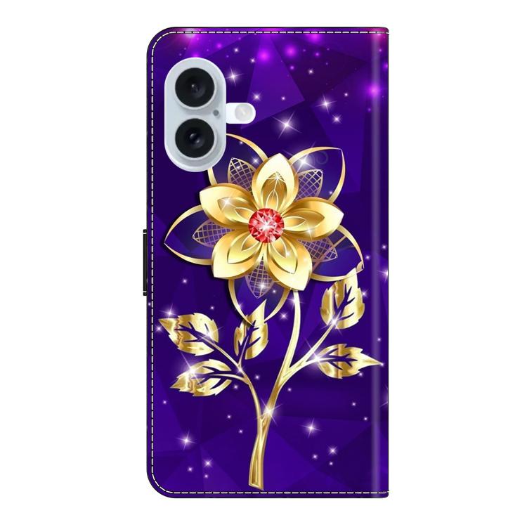 For iPhone 16 Plus Crystal-Like Painted Vegan Leather Phone Case