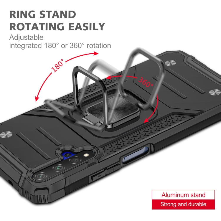 For Huawei Honor 20 Magnetic Armor Shockproof TPU + PC Case with Metal Ring Holder