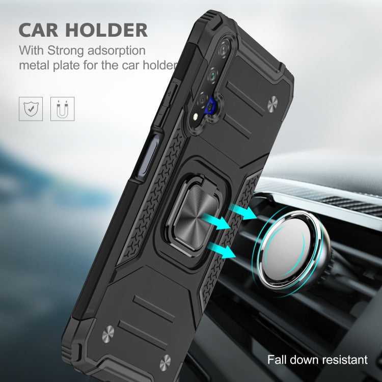 For Huawei Honor 20 Magnetic Armor Shockproof TPU + PC Case with Metal Ring Holder
