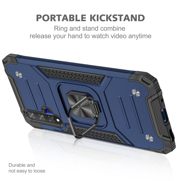 For Huawei Honor 20 Magnetic Armor Shockproof TPU + PC Case with Metal Ring Holder