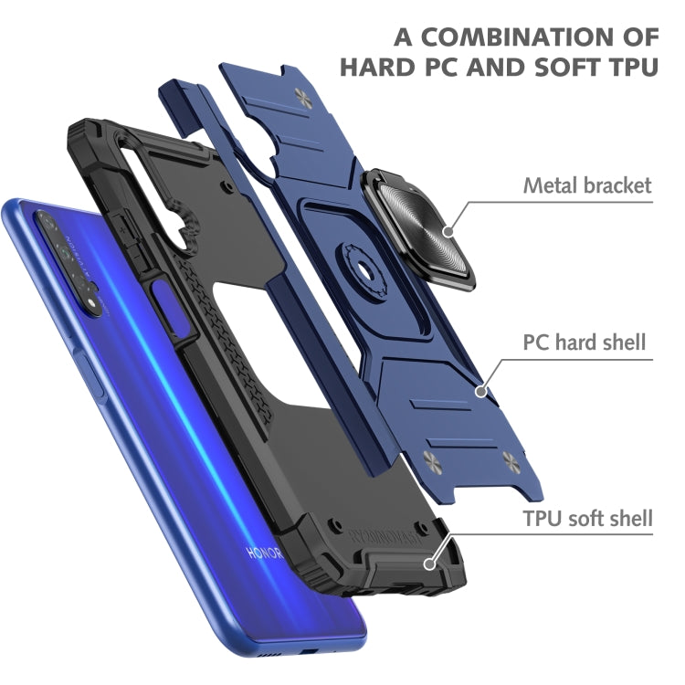For Huawei Honor 20 Magnetic Armor Shockproof TPU + PC Case with Metal Ring Holder