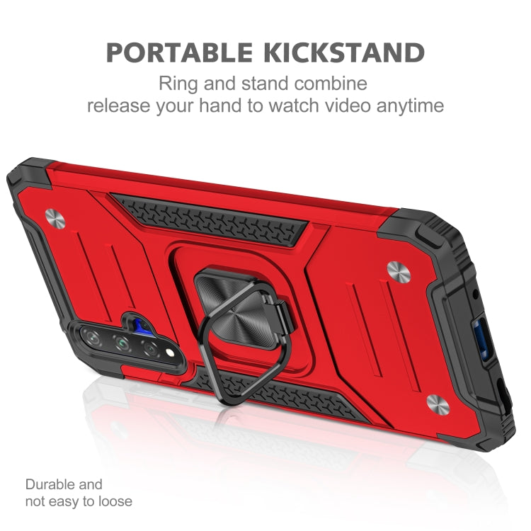 For Huawei Honor 20 Magnetic Armor Shockproof TPU + PC Case with Metal Ring Holder