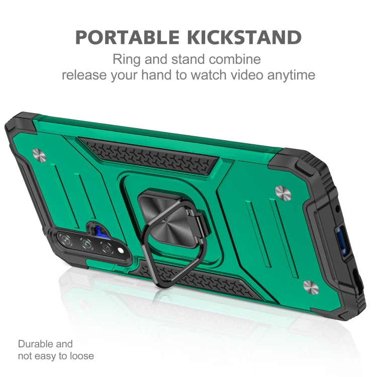 For Huawei Honor 20 Magnetic Armor Shockproof TPU + PC Case with Metal Ring Holder