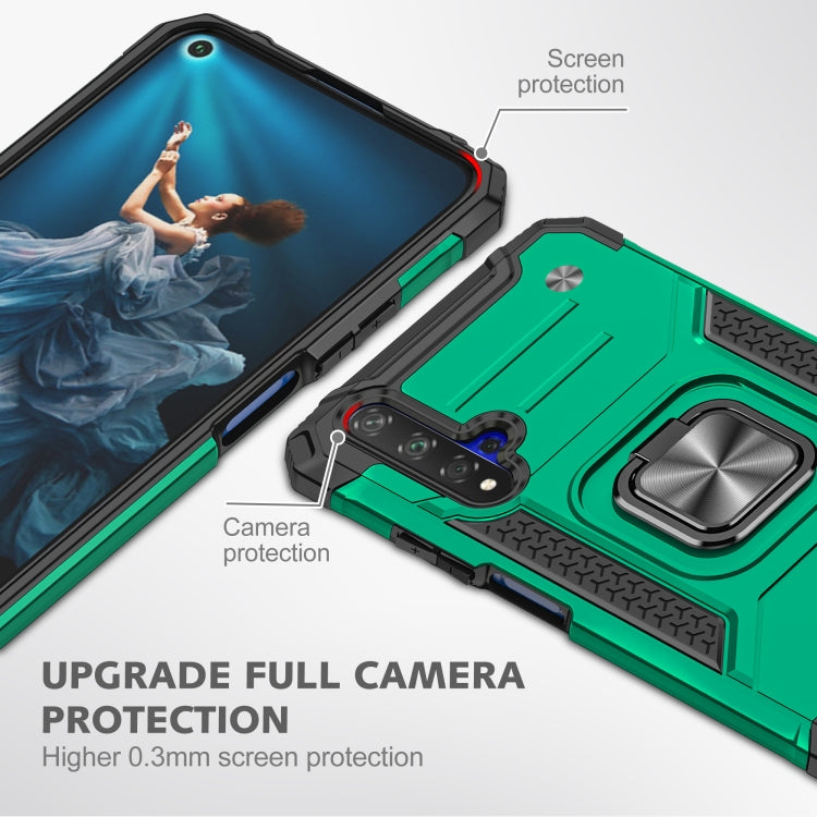 For Huawei Honor 20 Magnetic Armor Shockproof TPU + PC Case with Metal Ring Holder