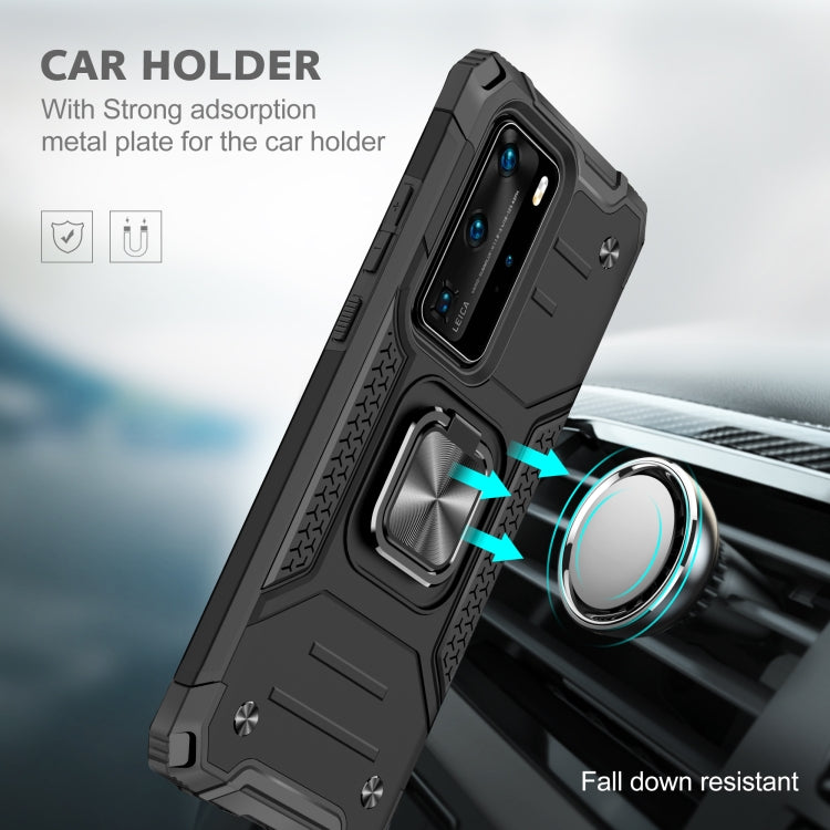 For Huawei P40 Pro Magnetic Armor Shockproof TPU + PC Case with Metal Ring Holder