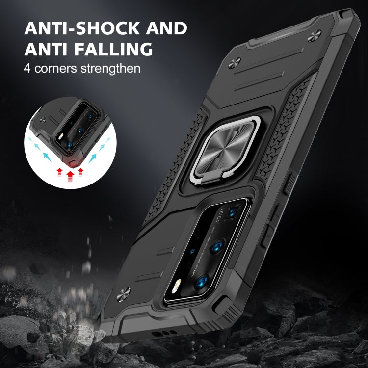 For Huawei P40 Pro Magnetic Armor Shockproof TPU + PC Case with Metal Ring Holder