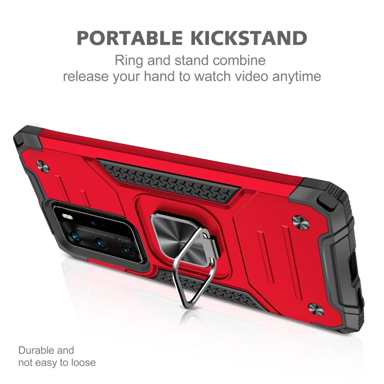 For Huawei P40 Pro Magnetic Armor Shockproof TPU + PC Case with Metal Ring Holder