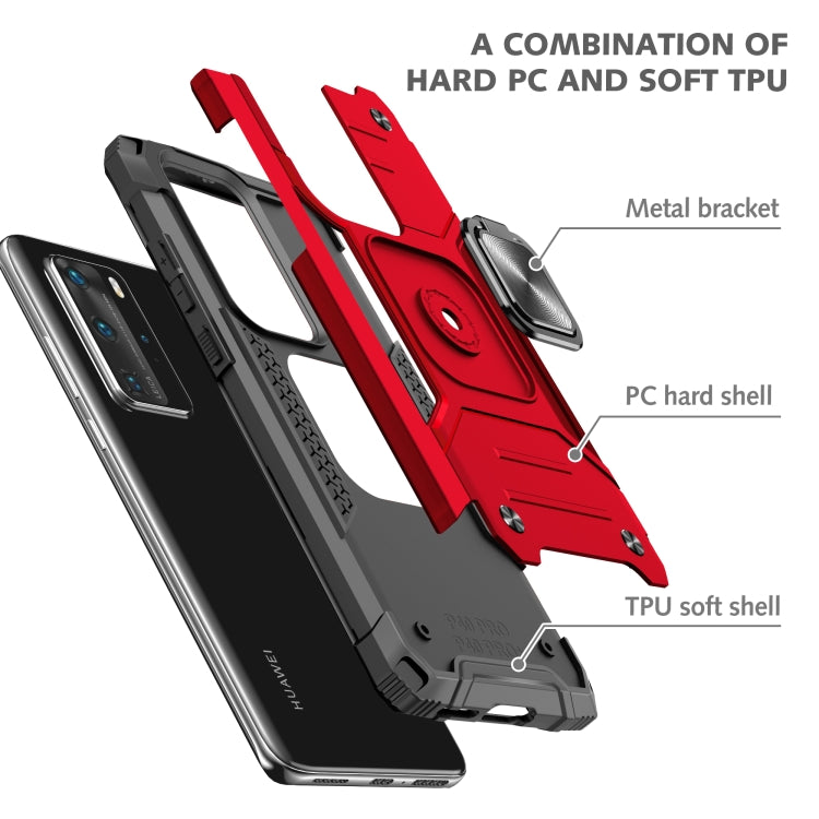 For Huawei P40 Pro Magnetic Armor Shockproof TPU + PC Case with Metal Ring Holder
