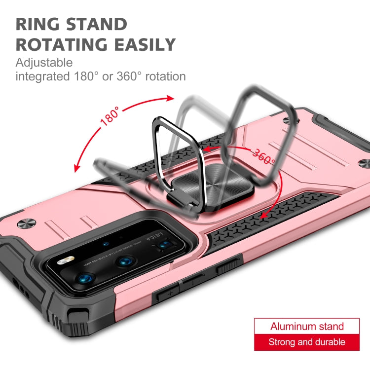 For Huawei P40 Pro Magnetic Armor Shockproof TPU + PC Case with Metal Ring Holder