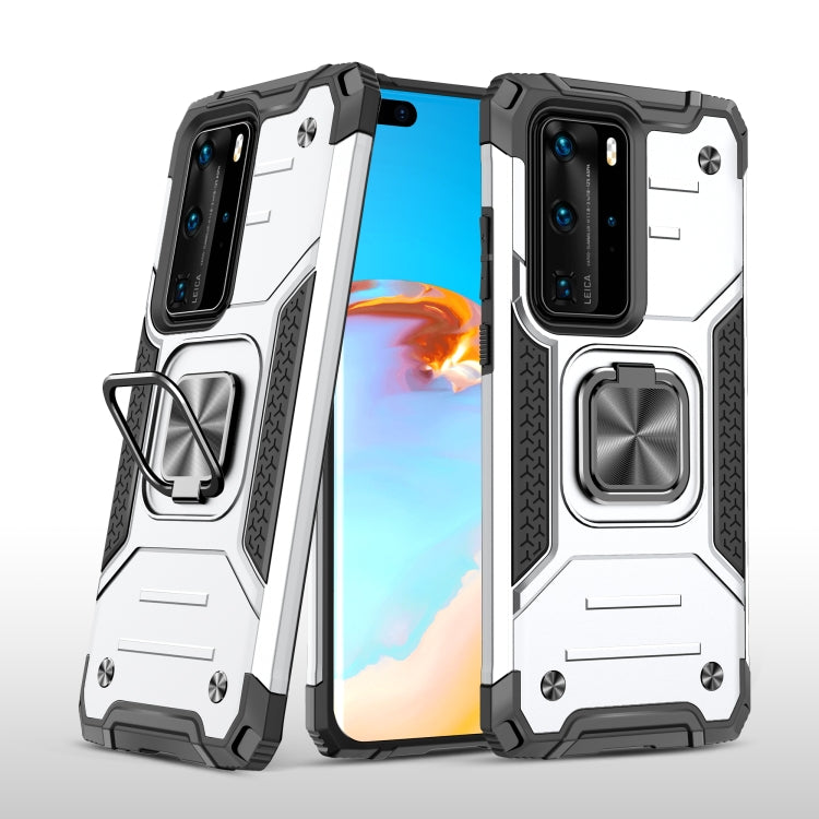 For Huawei P40 Pro Magnetic Armor Shockproof TPU + PC Case with Metal Ring Holder