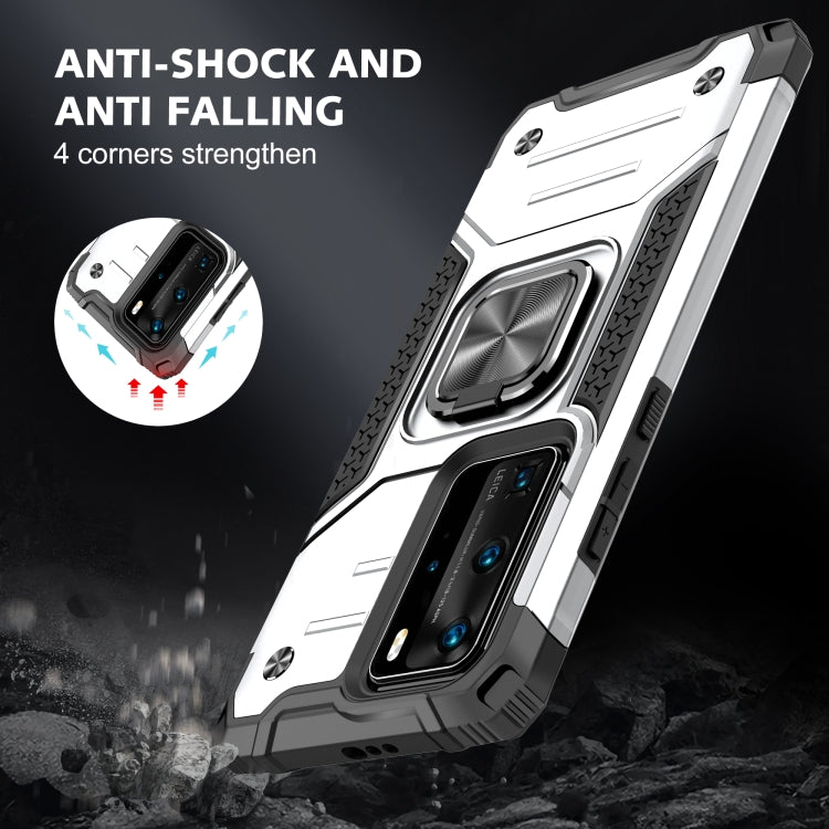 For Huawei P40 Pro Magnetic Armor Shockproof TPU + PC Case with Metal Ring Holder