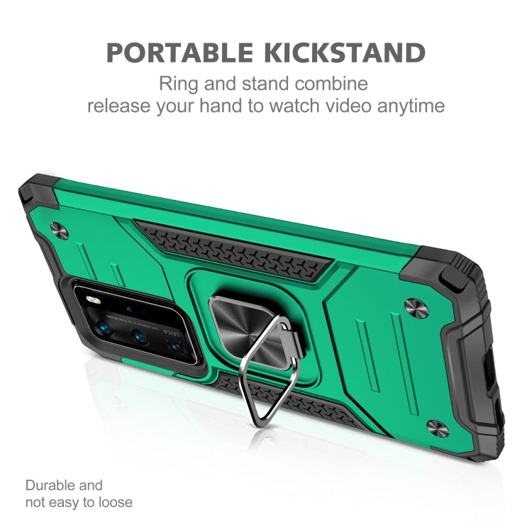 For Huawei P40 Pro Magnetic Armor Shockproof TPU + PC Case with Metal Ring Holder