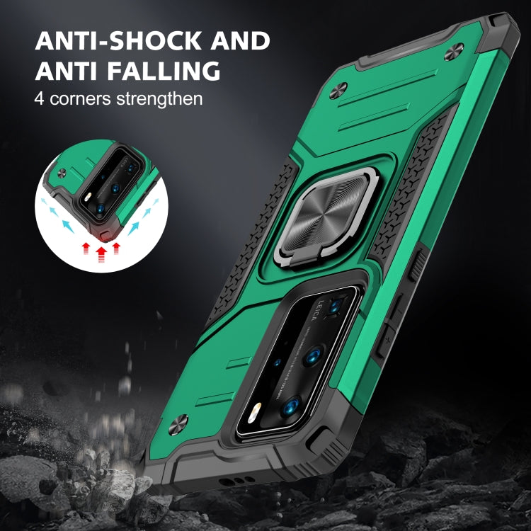 For Huawei P40 Pro Magnetic Armor Shockproof TPU + PC Case with Metal Ring Holder