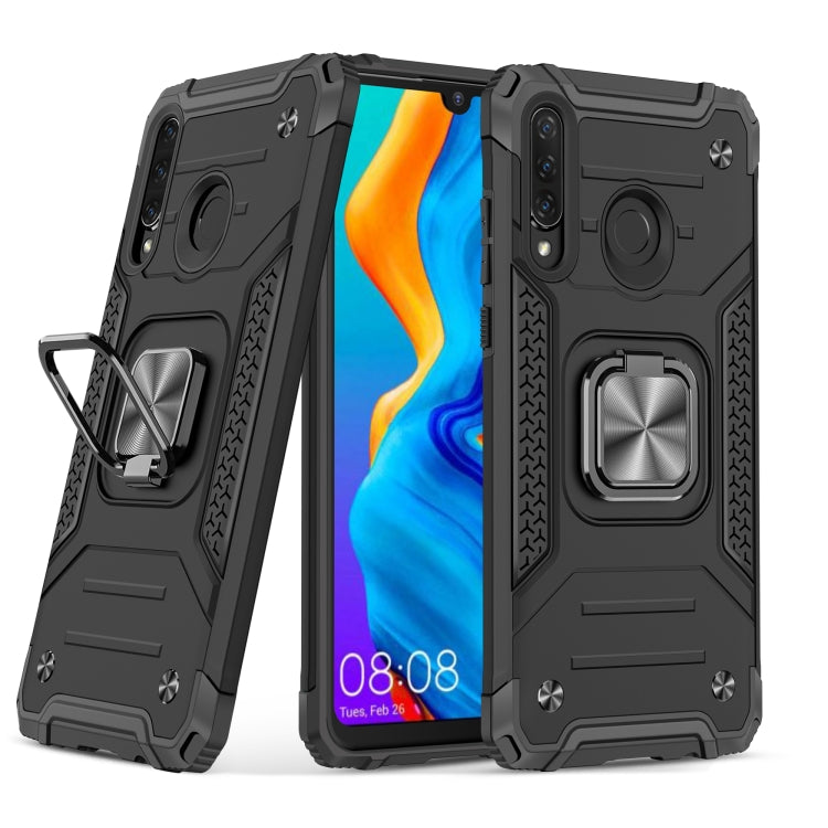 For Huawei Nova 4e / P30 Lite Magnetic Armor Shockproof TPU + PC Case with Metal Ring Holder