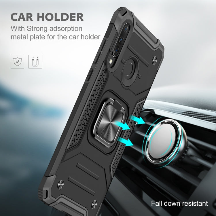 For Huawei Nova 4e / P30 Lite Magnetic Armor Shockproof TPU + PC Case with Metal Ring Holder