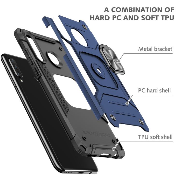 For Huawei Nova 4e / P30 Lite Magnetic Armor Shockproof TPU + PC Case with Metal Ring Holder