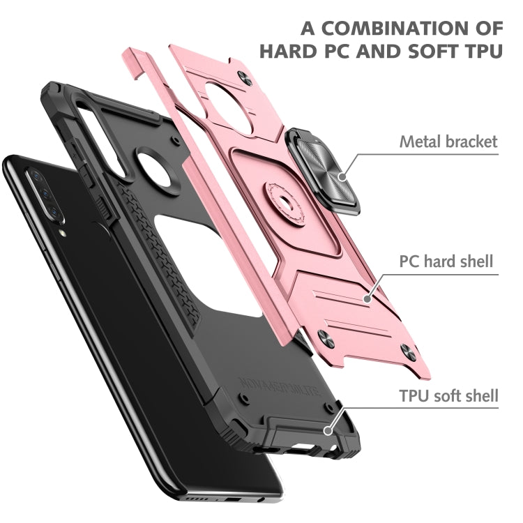 For Huawei Nova 4e / P30 Lite Magnetic Armor Shockproof TPU + PC Case with Metal Ring Holder