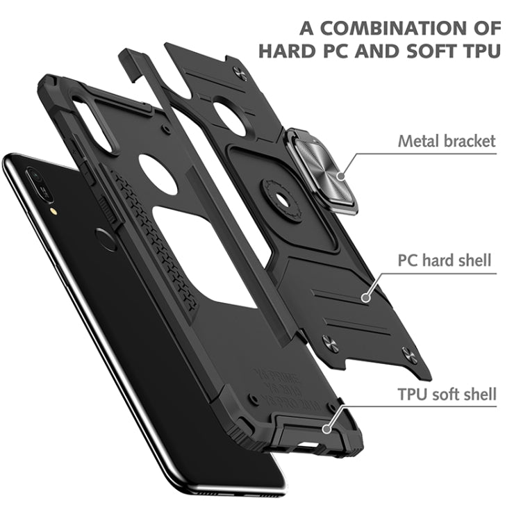 For Huawei Y6 Prlme / Y6 Magnetic Armor Shockproof TPU + PC Case with Metal Ring Holder