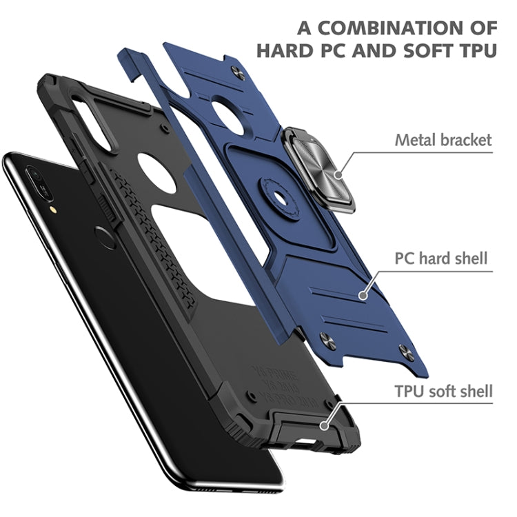 For Huawei Y6 Prlme / Y6 Magnetic Armor Shockproof TPU + PC Case with Metal Ring Holder