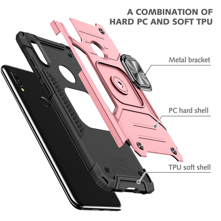 For Huawei Y6 Prlme / Y6 Magnetic Armor Shockproof TPU + PC Case with Metal Ring Holder