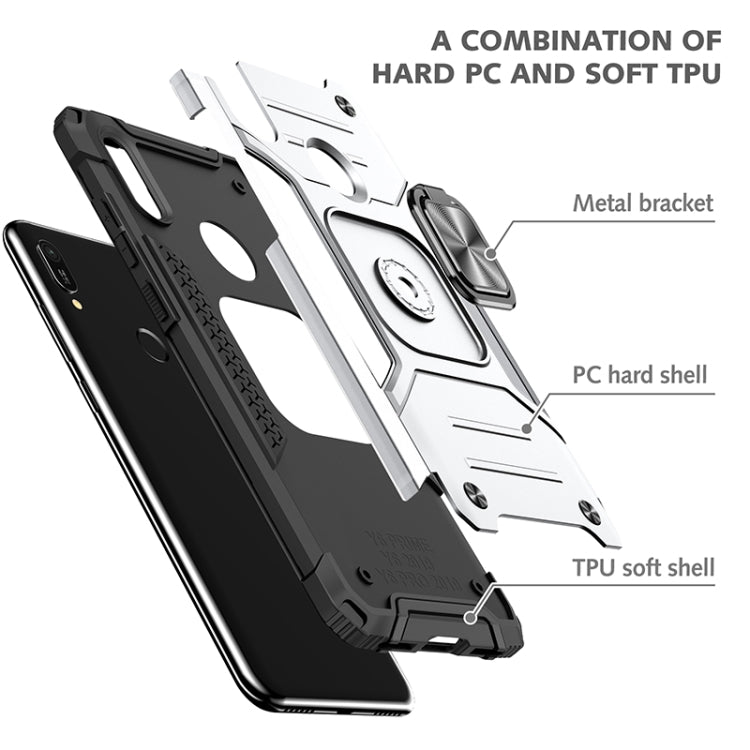 For Huawei Y6 Prlme / Y6 Magnetic Armor Shockproof TPU + PC Case with Metal Ring Holder