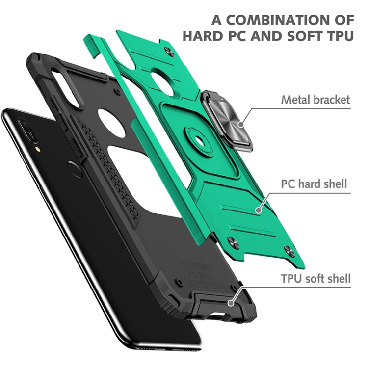 For Huawei Y6 Prlme / Y6 Magnetic Armor Shockproof TPU + PC Case with Metal Ring Holder
