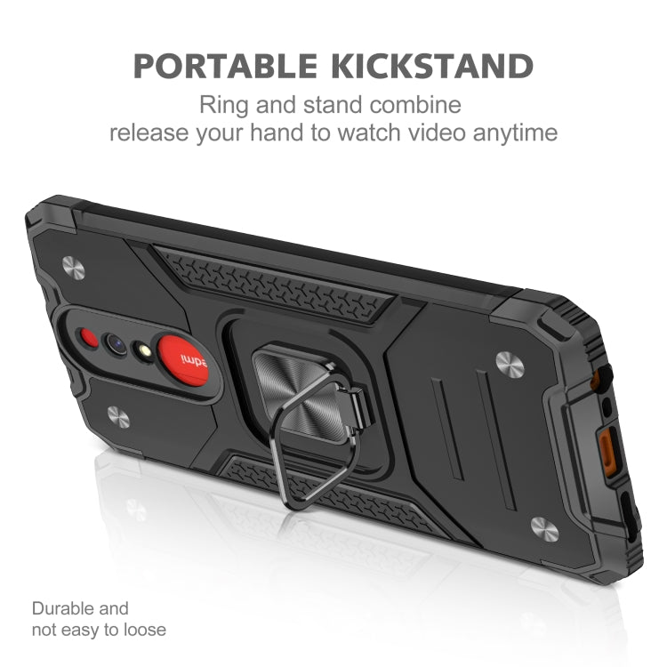 For Xiaomi Redmi 8A Magnetic Armor Shockproof TPU + PC Case with Metal Ring Holder