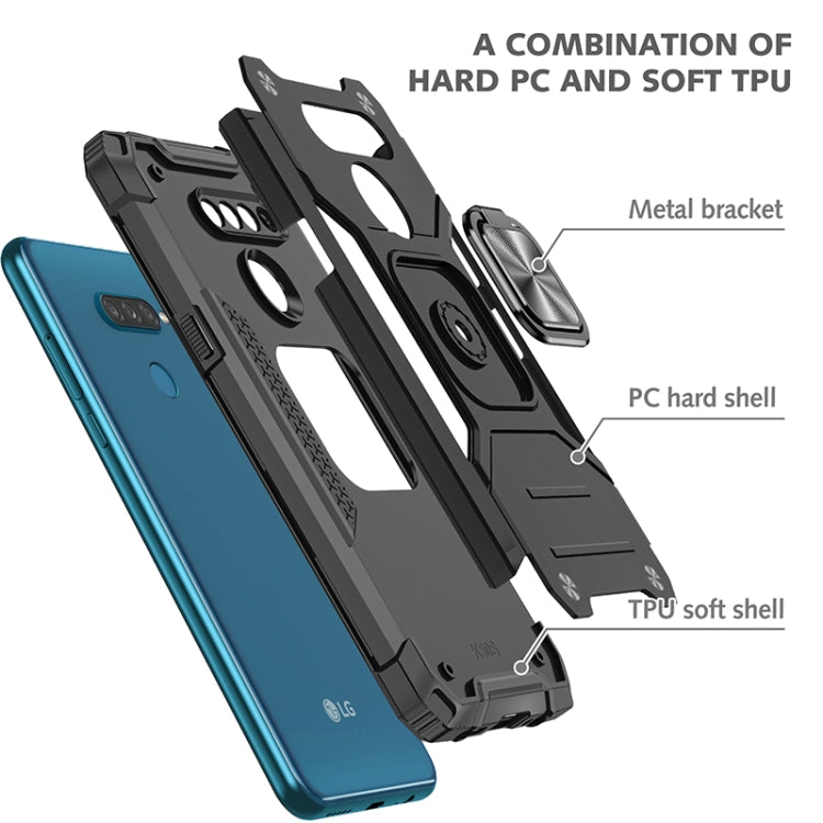 For LG K50S Magnetic Armor Shockproof TPU + PC Case with Metal Ring Holder