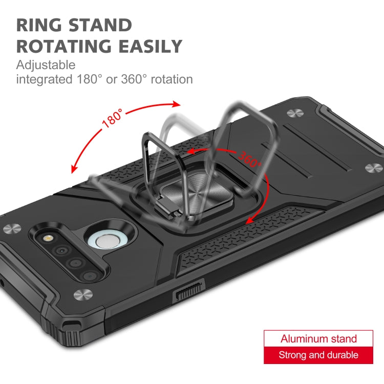 For LG K50S Magnetic Armor Shockproof TPU + PC Case with Metal Ring Holder