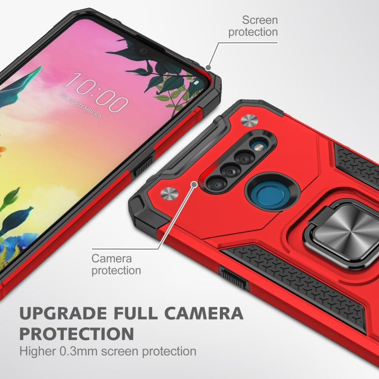 For LG K50S Magnetic Armor Shockproof TPU + PC Case with Metal Ring Holder