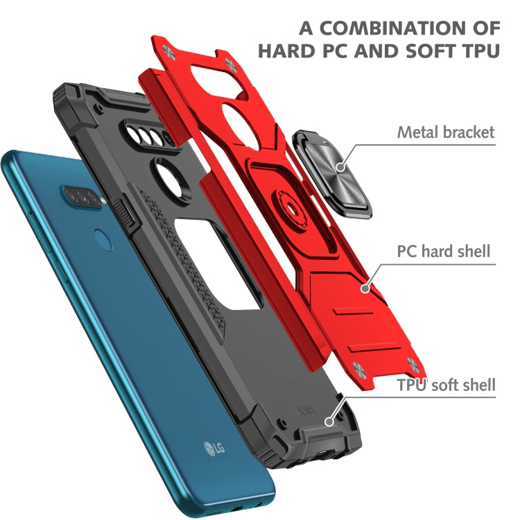 For LG K50S Magnetic Armor Shockproof TPU + PC Case with Metal Ring Holder