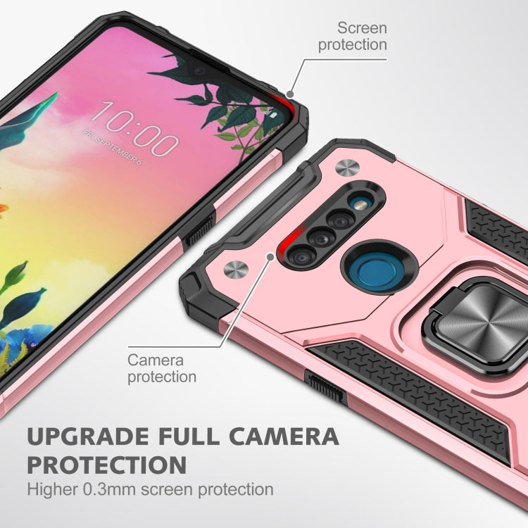 For LG K50S Magnetic Armor Shockproof TPU + PC Case with Metal Ring Holder