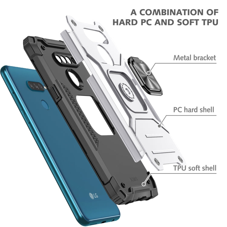 For LG K50S Magnetic Armor Shockproof TPU + PC Case with Metal Ring Holder