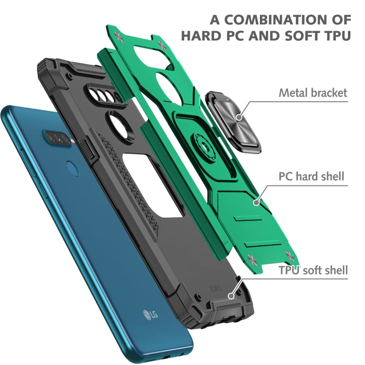 For LG K50S Magnetic Armor Shockproof TPU + PC Case with Metal Ring Holder