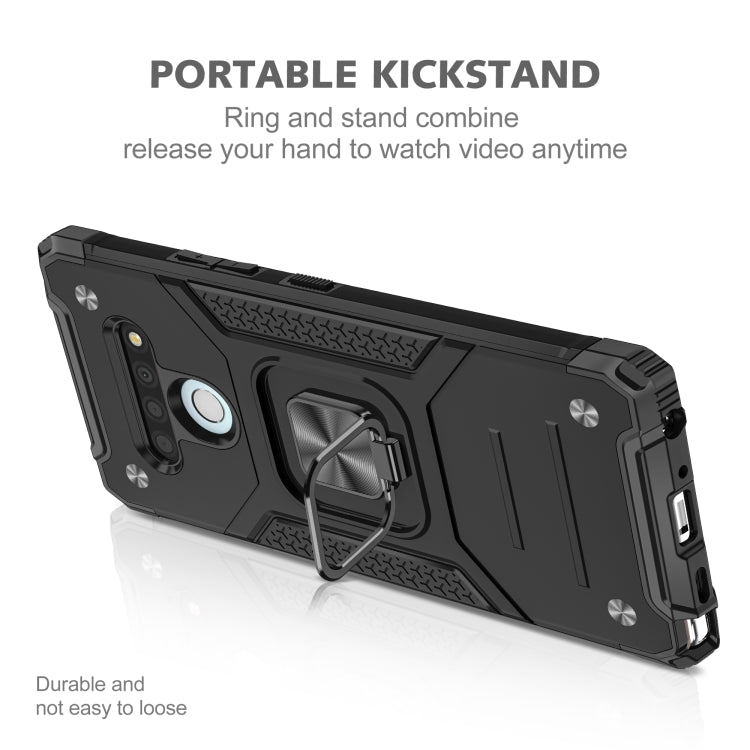 For LG Stylo 6 Magnetic Armor Shockproof TPU + PC Case with Metal Ring Holder
