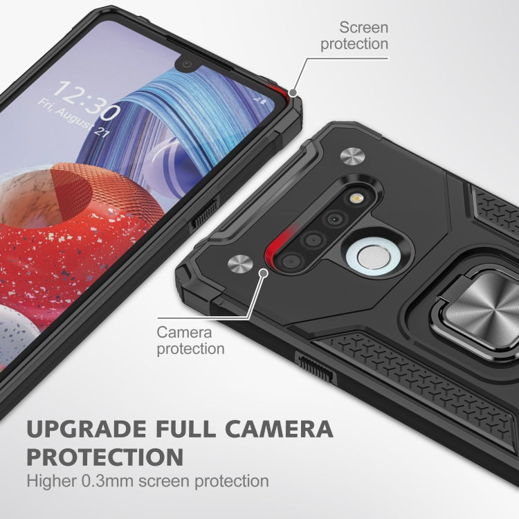 For LG Stylo 6 Magnetic Armor Shockproof TPU + PC Case with Metal Ring Holder